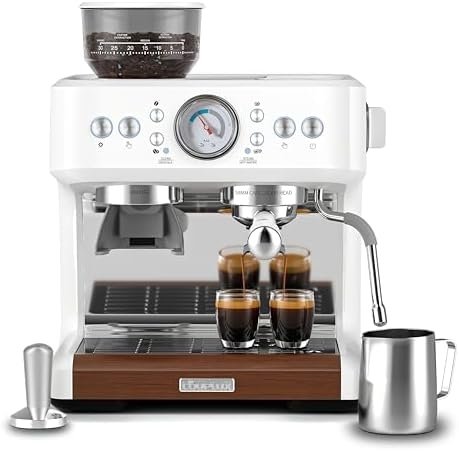 Espresso Machine with Grinder, Professional Coffee and Espresso Maker Combo, Dual Boiler 20 Bar Expresso Coffee Machines with Steam Wand Barista Kit, Cafe Espresso Machine for Cappuccino Latte