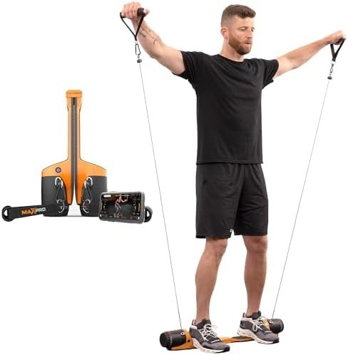 MAXPRO Fitness: Cable Home Gym | As Seen on Shark Tank | Versatile, Portable, Bluetooth Connected | Strength, HIIT, Cardio, Plyometric, Powerful 5-300lbs Resistance
