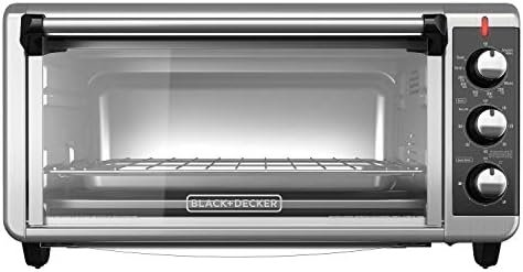 BLACK+DECKER 8-Slice Extra Wide Convection Toaster Oven, Fits 9″x13″ Oven Pans and 12″ Pizza, Bake, Toast, Broil, and Keep Warm Functions, Countertop Compact Design with Stainless Steel Finish