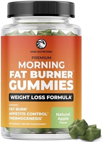 Morning Fat Burner Gummies for Weight Loss for Women & Men | Thermogenic Belly Fat Burner with Green Tea, Garcinia, Green Coffee Bean & More | Appetite Suppressant & Metabolism Booster | 60 Gummies