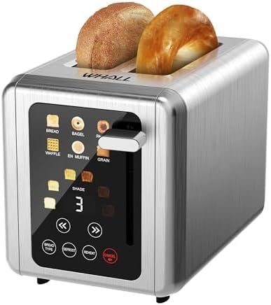 WHALL® Touch Screen Toaster 2 Slice, Stainless Steel Digital Timer Toaster, 6 Bread Types & 6 Shade Settings, Smart Extra Wide Slots Toaster With Bagel, Cancel, Defrost Functions