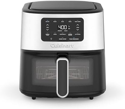 Cuisinart Air Fryer Oven – 6-Qt Basket Stainless Steel Air Fryer – Dishwasher-Safe Parts with 5 Presets – Roast, Bake, Broil, Air Fry and Keep Warm – Quick & Easy Meals – AIR-200
