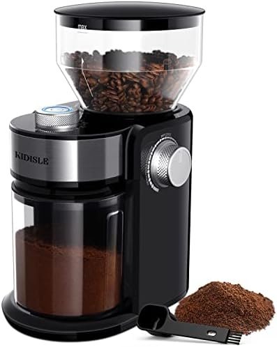 Electric Burr Coffee Grinder, 2-14 Cup, Adjustable Burr Mill with 16 settings, Automatic Flat Burr Coffee for French Press, Drip Coffee and Espresso,Stainless Steel