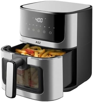 ASZ Air Fryer with Window Visible- 5 quart Compact- Digital Airfryer 5qt for 2-3 people – 5 qt for Office Dorm Room – 8 in 1 Bake Toast Broil Reheat – 1400W, 400℉ Kitchen Airfry Countertop Gift