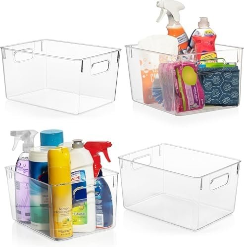 ClearSpace Clear Plastic Storage Bins – Pantry Organizers & Storage Containers, Cabinet Organizer – Home Organization Must Haves for Kitchen, Laundry Room, Office, Closet, Garage & Freezer