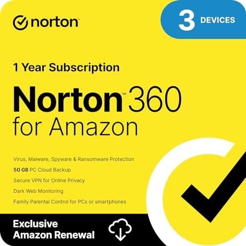 Norton 360 for Amazon 2024, Antivirus software for up to 3 Devices with Auto Renewal