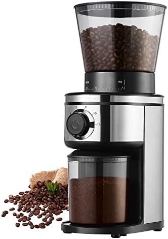 Burr Coffee Grinder, Electric Conical Coffee Bean Grinder With 30 Adjustable Grind Settings For 2-12 Cups, Sliver & Black