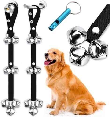 BLUETREE 2 Pack Dog Doorbells Premium Quality Training Potty Great Dog Bells Adjustable Door Bell Dog Bells for Potty Training Your Puppy The Easy Way – 7 Extra Large Loud 1.4 DoorBells