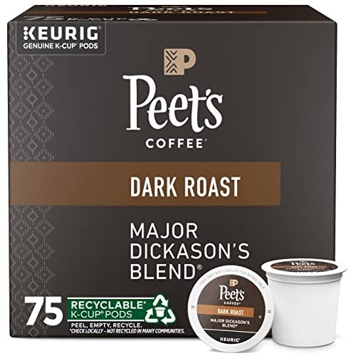 Peet’s Coffee, Dark Roast Keurig K-Cup Pods – Major Dickason’s Blend 75 Count (1 Box of 75 K-Cup Pods)