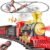 Hot Bee Train Set, Remote Control Train Toys with Luxury Tracks, Christmas Train Sets for Around the Tree,Toy Train with Smokes, Lights & Sound,Model Train Set for 3 4 5 6 7+ Years Old Boys Gifts Kids