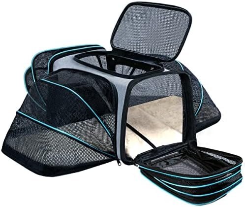 Cat/Dog Airline Approved Expandable Pet Carrier for Small Pets – Removable Pad, Pockets, TSA Compliant