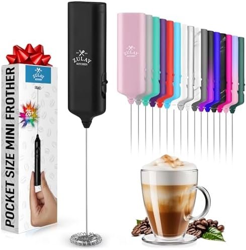 Mini & Mighty Milk Frother Wand – Powerful Handheld Drink Mixer – Stocking Stuffer Coffee Frother For Latte, Cappuccino, Matcha, Hot Chocolate, Creamer – Black