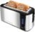 Elite Gourmet ECT-3100 Long Slot 4 Slice Toaster, Reheat, 6 Toast Settings, Defrost, Cancel Functions, Built-in Warming Rack, Extra Wide Slots for Bagels & Waffles, Stainless Steel & Black