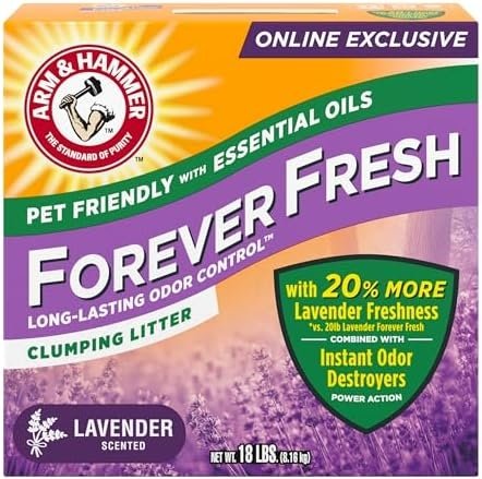 Arm & Hammer Forever Fresh Clumping Cat Litter Lavender, MultiCat 18lb With 20% More Lavender Freshness, Pet Friendly With Essential Oils