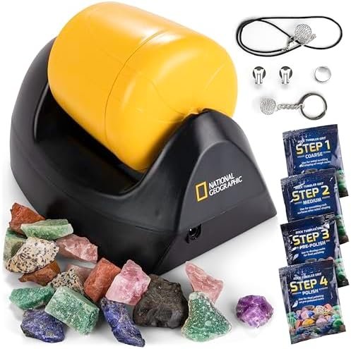 NATIONAL GEOGRAPHIC Starter Rock Tumbler Kit – Durable Leak-Proof Rock Polisher for Kids – Complete Rock Tumbling Kit – Geology Hobby Science Kit, Rocks & Crystals for Kids (Amazon Exclusive)