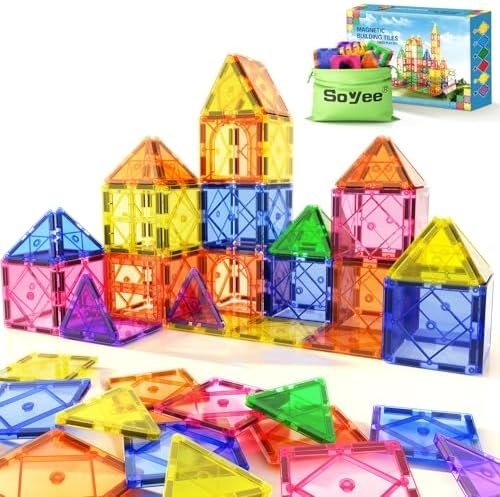 Magnetic Tiles Toddler Toys Magnetic Building Blocks for Kids Ages 3-12 STEM Educational Toys for Girls & Boys Sensory Play for Preschool Learning