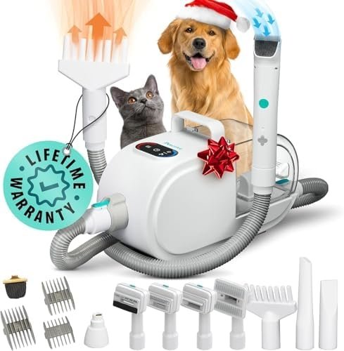 7 in-1 Dog Grooming Kit And Dog Hair Dryer, 60db low Noise Dog Grooming Vacuum, Pet Vacuum Grooming Kit, Dog Hair Vacuum, Dog Hair Dryer, Pet Dryer, Dog Blow Dryer, Cat Grooming Kit