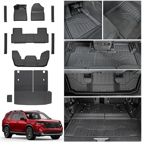 Cargo Mat for 2023-2025 Honda Pilot Floor Mats with Backrest Mat Cargo Liner Replacement for Honda Pilot Accessories Door Sill Protector Trunk Mat