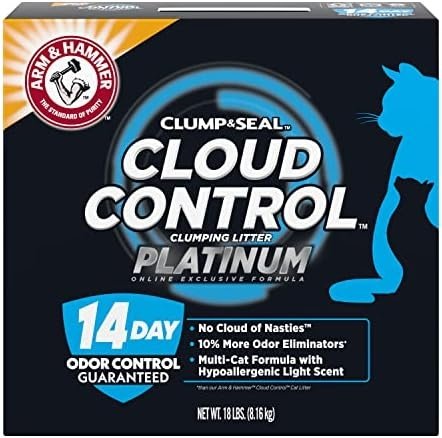 Arm & Hammer Cloud Control Platinum Multi-Cat Clumping Cat Litter with Hypoallergenic Light Scent, 14 Days of Odor Control, 18 lbs, Online Exclusive Formula