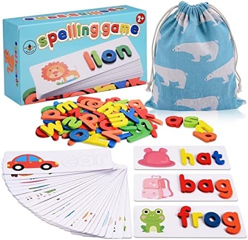 BEESTECH Spelling Matching Letter Games, Educational Learning Toys for Toddlers 2, 3, 4 Years Old, Preschool Learning Toys Activities, Alphabet Montessori Toys for 2,3,4 Year Old Boys, Girls