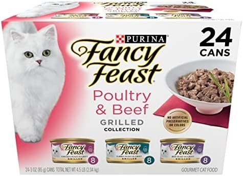 Purina Fancy Feast Grilled Wet Cat Food Poultry and Beef Collection Wet Cat Food Variety Pack – (Pack of 24) 3 oz. Cans