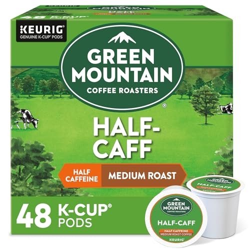 Green Mountain Coffee Roasters Half Caff, Single-Serve Keurig K-Cup Pods, Medium Roast Coffee Pods, 48 Count