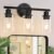 3-Light Bathroom Light Fixtures, Black Modern Vanity Lights with Clear Glass Shade, Bathroom Wall Lamp for Mirror Kitchen Living Room Hallway Cabinet Porch